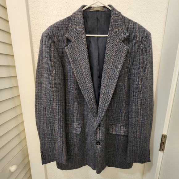 Vintage Haggar Blue Gray Tweed Blazer Jacket - Picture 1 of 8